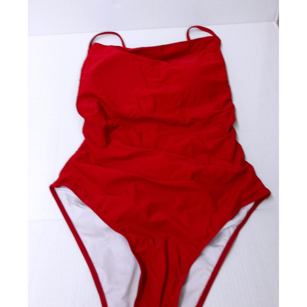 Jolefille One Piece Swimsuit Wine Red Laced Back Womens XL / #26542‎